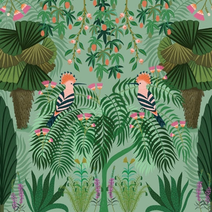 green tropical gardens wall mural by Kate Merritt