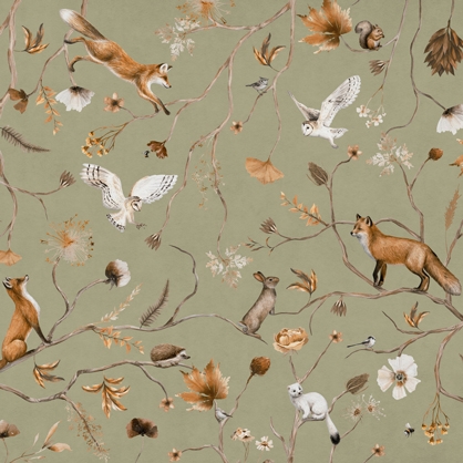 grønt lekent skogbarnehage veggmaleri fra Kikki Belle