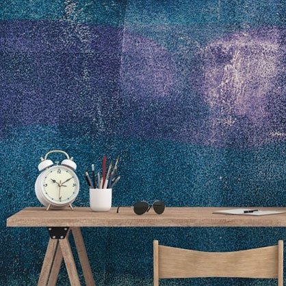 tim mossholder abstrakt blå og lilla veggmaleri