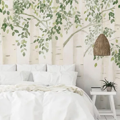 rustic wallpaper in a bedroom