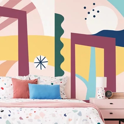 fun wallpaper in a bedroom