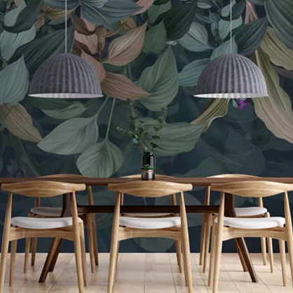 gothic wallpaper in a dining room