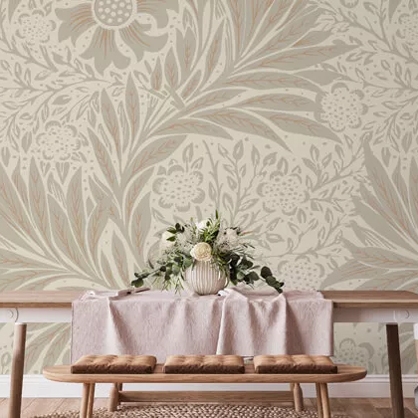 victorian wallpaper in a dining room