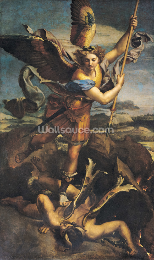 Raphael - St. Michael Overwhelming Demon Mural | Wallsauce AU