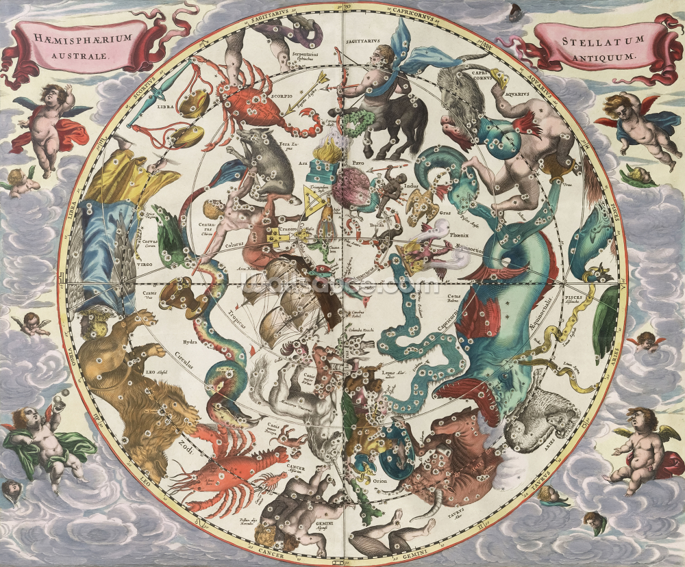 muokattava tähtitieteen seinämaalaus nimeltä Antiikin eteläinen tähtipallonpuolisko muokattava tähtitieteen seinämaalaus nimeltä Antiikin eteläinen tähtipallonpuolisko