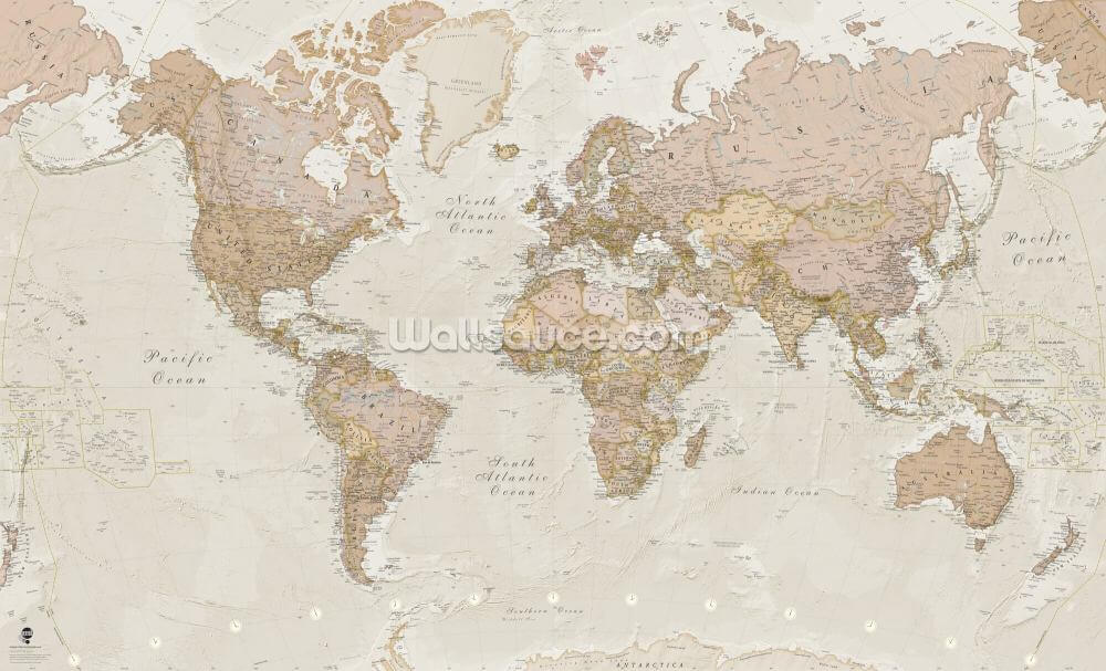 lysebrunt tilpassbart verdenskart tapetmaleri kalt Antique World Map av Lovell Johns for soverom lysebrunt tilpassbart verdenskart tapetmaleri kalt Antique World Map av Lovell Johns for soverom