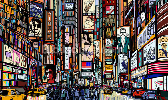 Times Square Abstract Wallpaper | Wallsauce UK