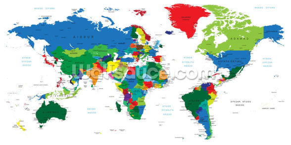 Bright World Map Wallpaper | Wallsauce US