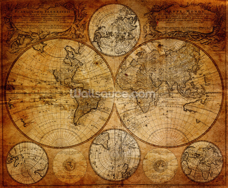 Papel Pintado Del Mapa Del Mundo Antiguo Wallsauce ES