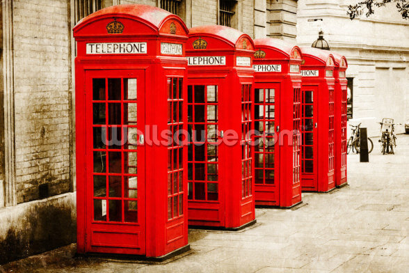 Red Telephone Boxes Wallpaper Mural Wallsauce Uk