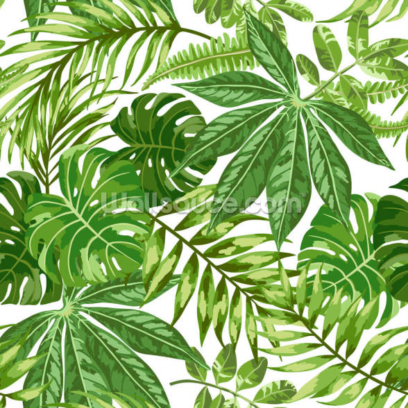 Exotic Leaf Pattern Wall Mural | Wallsauce UK