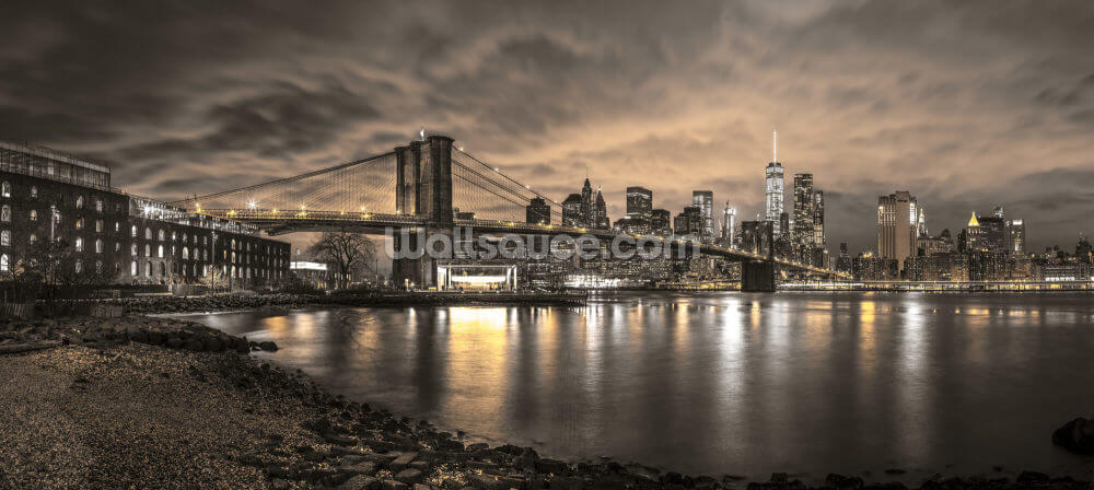Brooklyn Bridge Og Manhattan Skyline Vægmaleri Wallsauce Dk