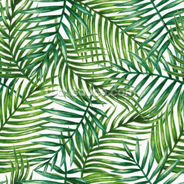 Watercolor Tropical Palm Leaves Wallpaper Mural | Wallsauce UK