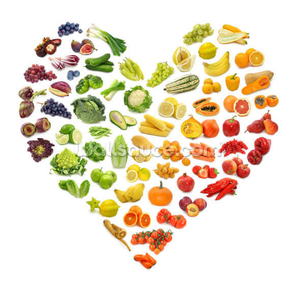 Heart Shape Of Fruits And Veg Wallpaper 