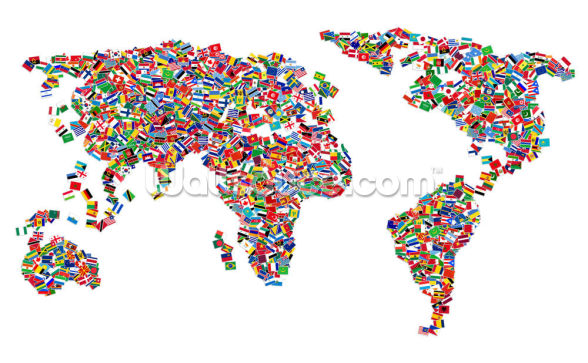 World Map of Flags Wall Mural | Wallsauce US