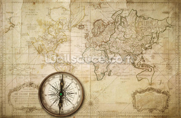 old map compass wallpaper mural wallsauce us old map compass