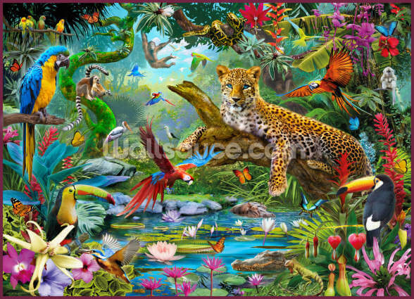 Leopard In Jungle Wallpaper Wallsauce Us