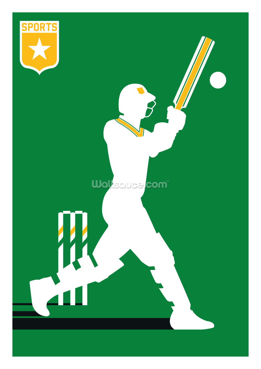 Cricket Poster In Green By Bo Lundberg | Wallsauce UK