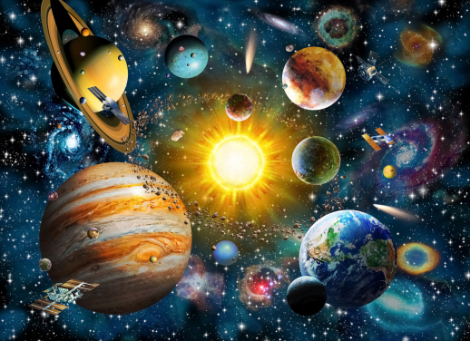 fargerikt tilpasset planettapet kalt Vårt solsystem av Adrian Chesterman for barnas soverom