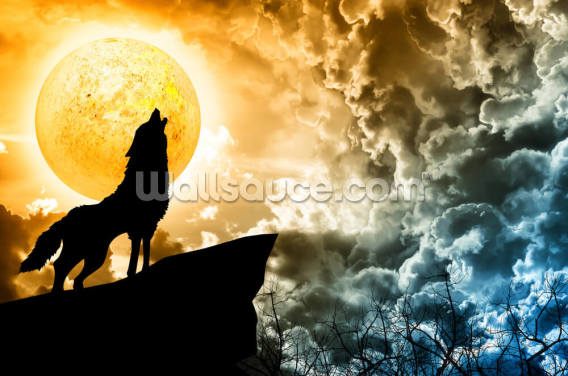 Wolf Howling in Silhouette