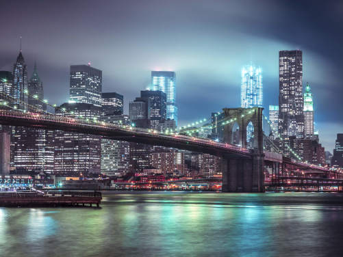 Bright Blue Brooklyn Bridge