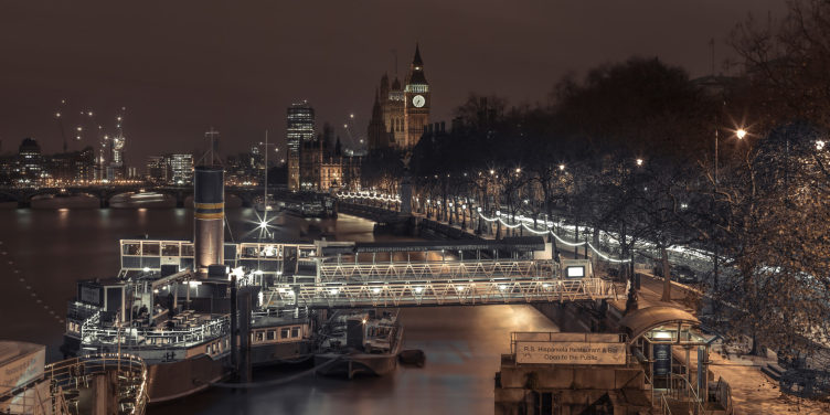 Evening view of London City at Night