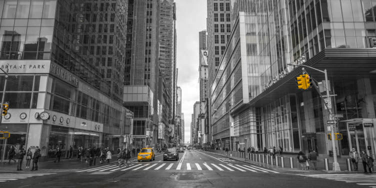Cab on New York City Street