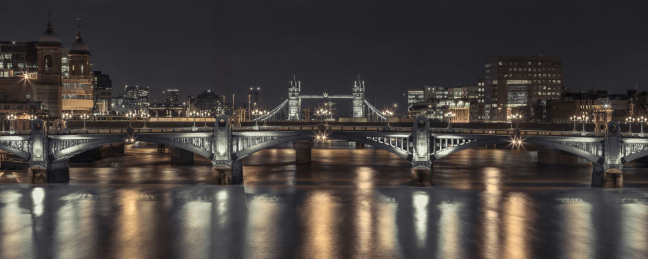 Tower Bridge London Night Panoramic