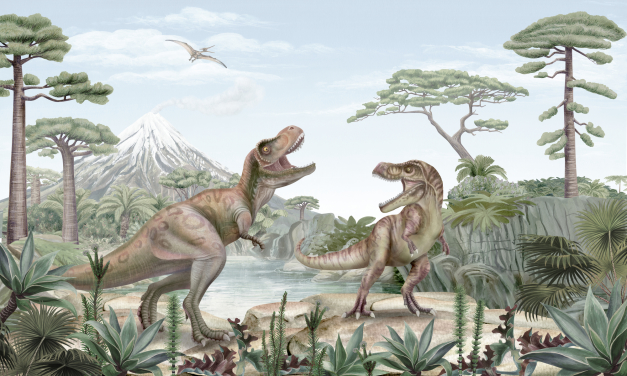 t. rex vægmaleri til børn