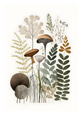 Mushroom And Fern Botanical III