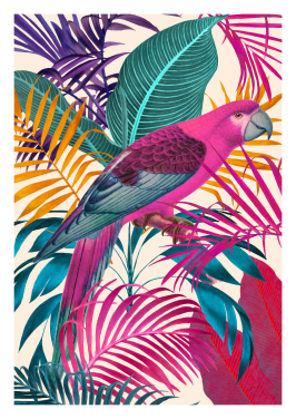 Ecstatic Jungle Of Colours Pink Parrot Cream