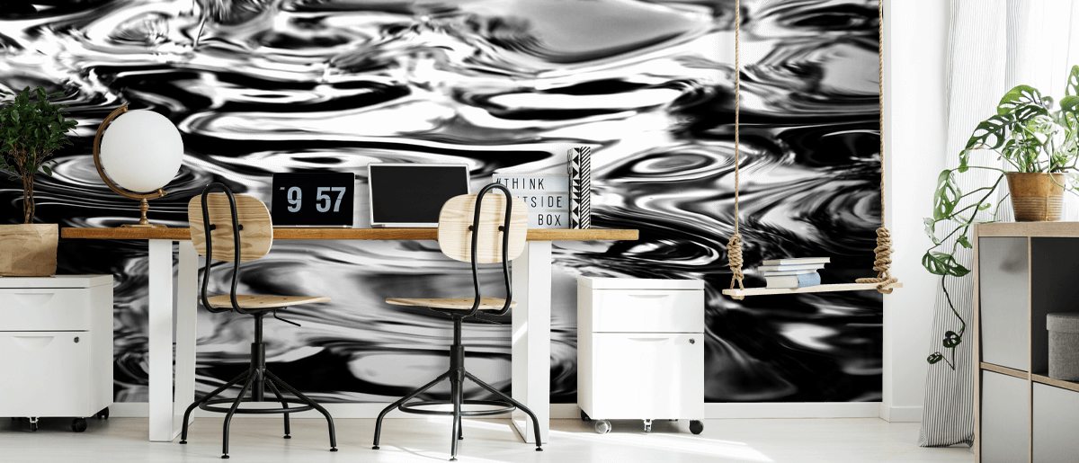 Abstract Water Reflection Black And White Wall Mural Wallsauce Se 6219