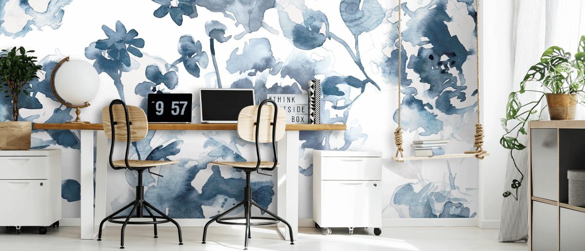 Indigo Garden Wallpaper Mural | Wallsauce UK