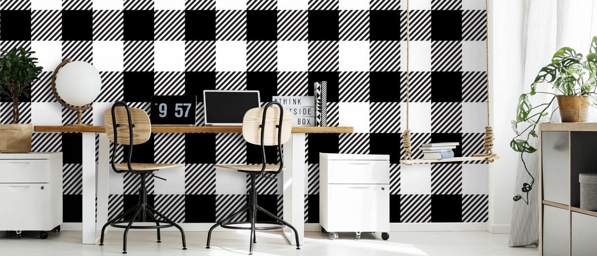 Black and White Gingham Wall Mural | Wallsauce DE