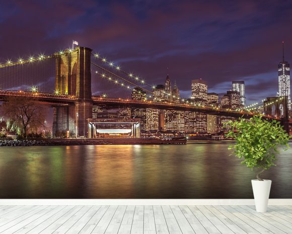 Brooklyn Bridge Colourful Panoramic Wall Mural And Brooklyn Bridge