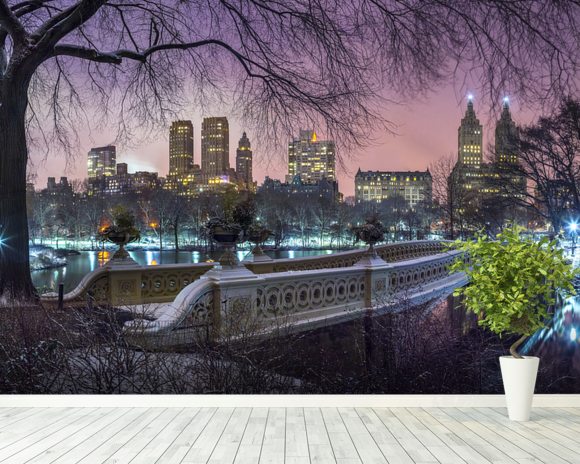 Central Park With Manhattan Skyline Lights Wall Mural And Central Park With Manhattan Skyline 