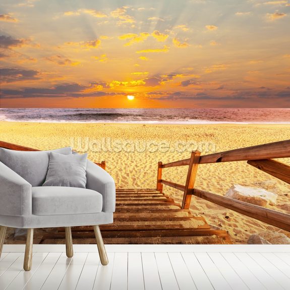 Boardwalk on Beach Wall Mural | Wallsauce US