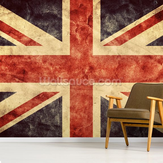 Wall Mural - Vintage Union Jack Wallpaper Mural | Distressed Finish | Custom Printed for Large Spaces - Wallsauce