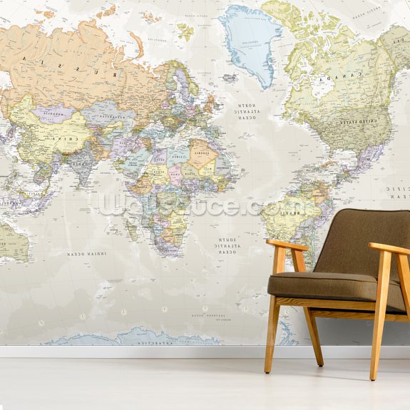 Classic World Map Wallpaper Murals Wallpaper Mapa Mural Del Mundo Images