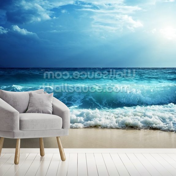 Waves at Seychelles Beach Wallpaper Mural | Wallsauce US