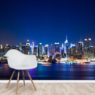 Manhattan Night Skyline Wallpaper Mural Wallsauce Us