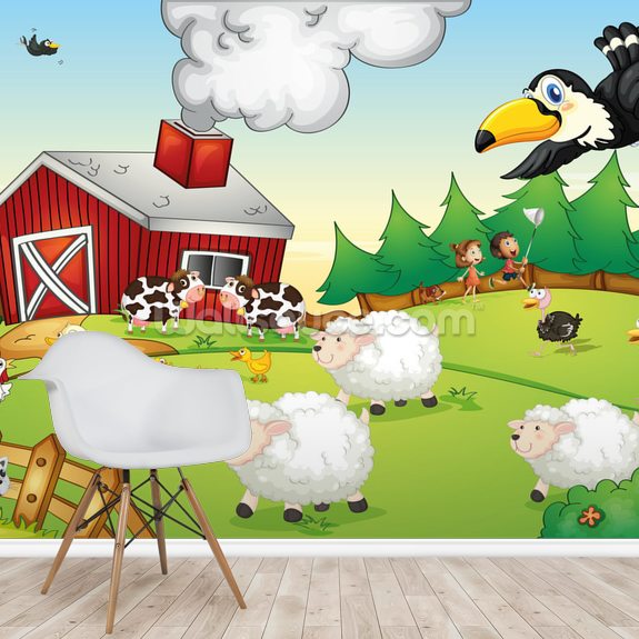 Kids Farm Wallpaper Mural | Wallsauce UK