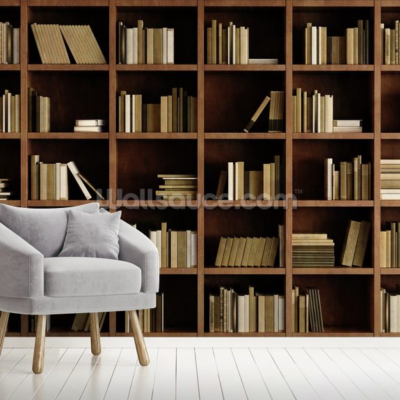 Natural Bookcase Wall Mural | Wallsauce US