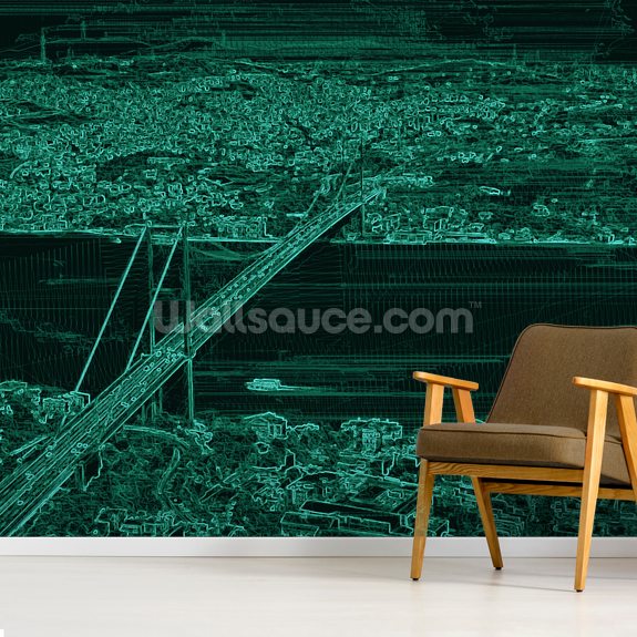 green wallpaper feature wall