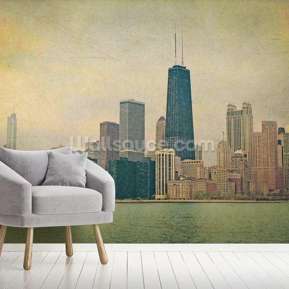 Chicago Vintage Wall Mural Chicago Vintage Papel De Parede Wallsauce Pt