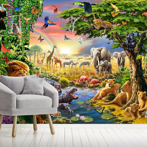 Waterhole Wall Mural | Wallsauce UK