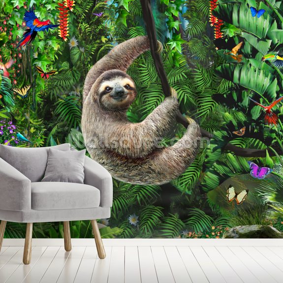 Sloath in Jungle Wall Mural | Wallsauce US