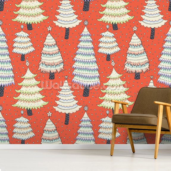 Christmas Tree Forest Wall Mural & Xmas Wallpaper | Wallsauce UK