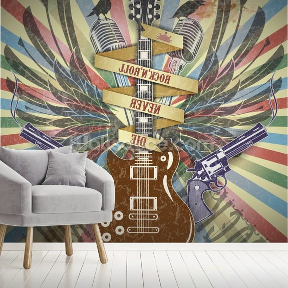 Rock N Roll Wallpaper Mural Wallsauce Ca