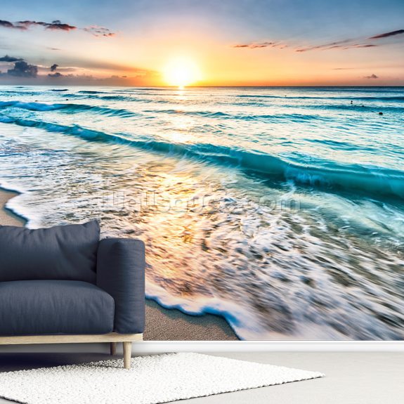 Cancun Beach Sunrise, Mexico Wallpaper Mural | Wallsauce UK